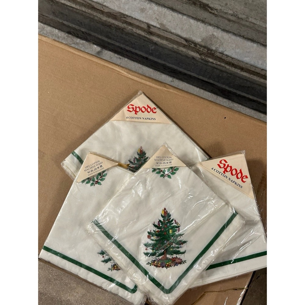 Spode Christmas‎ Tree Cotton Napkins Set of 4 Vintage Made England New